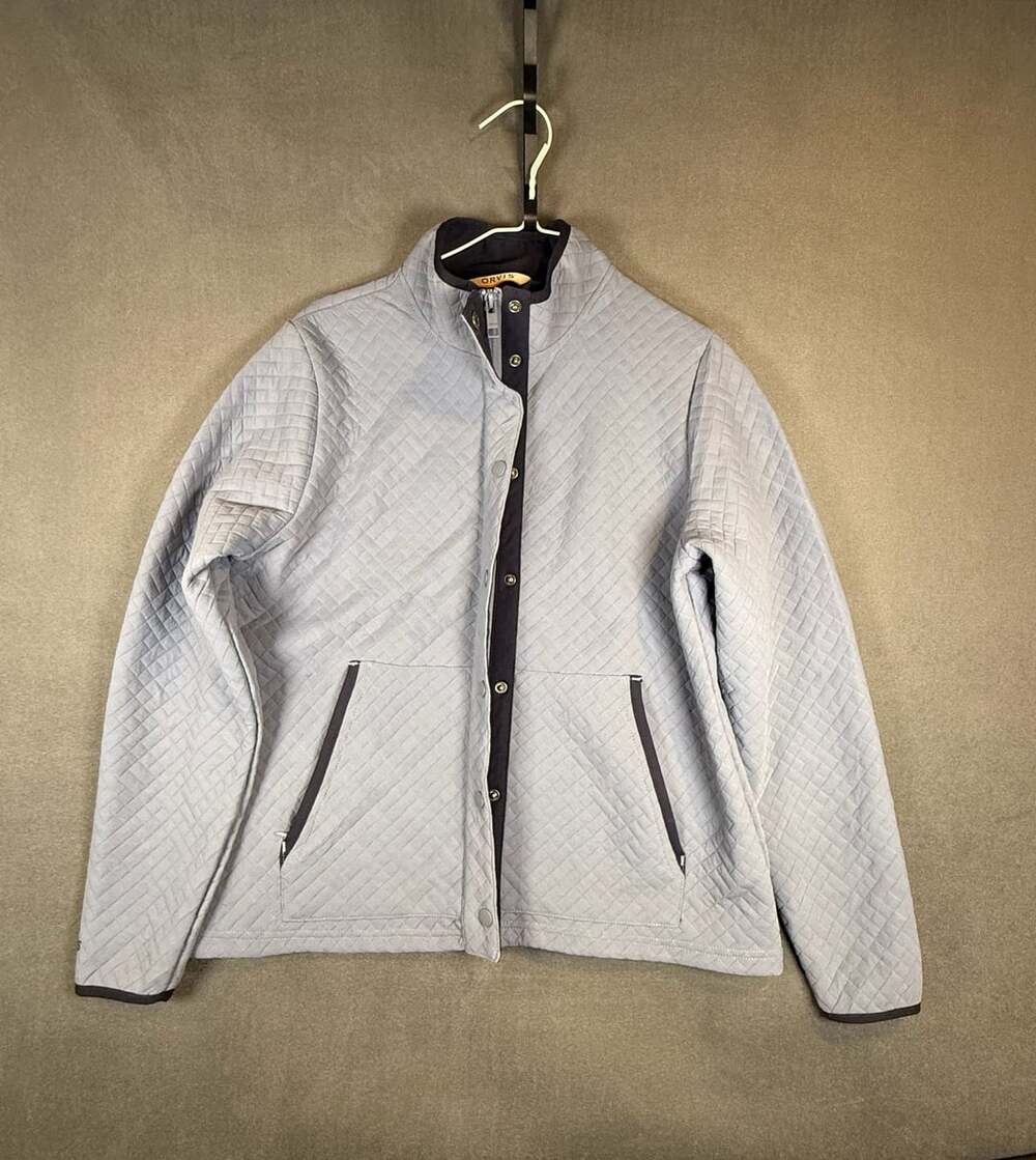 Orvis Women's Blue Quilted Full Snap Jacket Size L